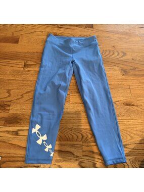 UNDER ARMOUR GIRLS BLUE CROPPED LEGGINGS NEW MEDIUM